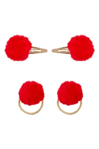 ANTBRO Set Clame De Par si Elastice, 4 Bucati, Pompon Rosu, Accesorii Craciun...