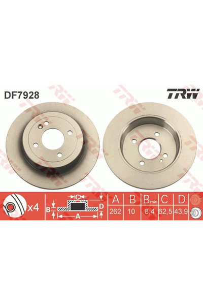 TRW Disc Frana Hyundai Accent 4/I20 2/I20 Active Hyundai (Beijing) Verna