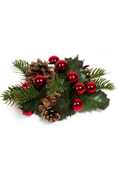 ANTBRO Decorative Christmas Ring with Red Cones and Balls, 19cm