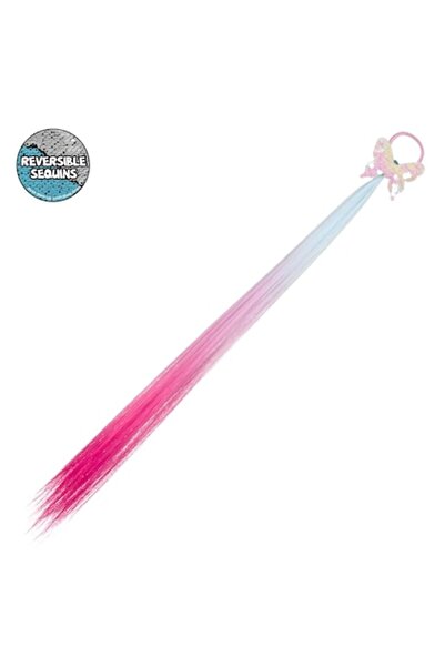 SHOPIENS Elastic de păr pentru fete, fluture cu paiete și șuviță multicoloră, 47 cm