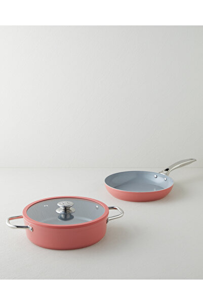 English Home Venice CeraWell Tencere-Tava Seti 26-26 cm Pembe