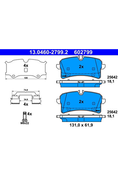 Ate Комплект накладки за дискови спирачки Porsche Macan