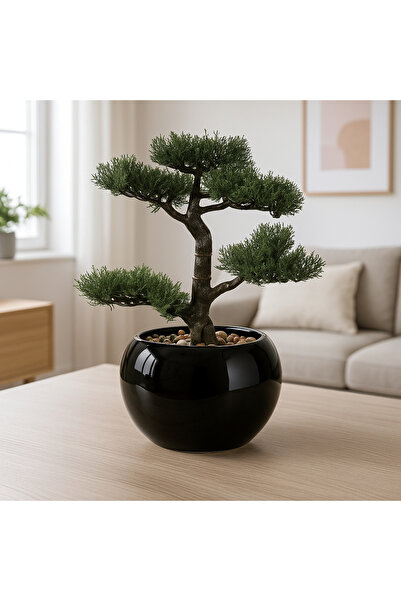 Atmosphera Créateur D'intérieur Bonsai artificial Atmosphera în ghiveci ceramic cu pietricele decorative, 36 cm, verde