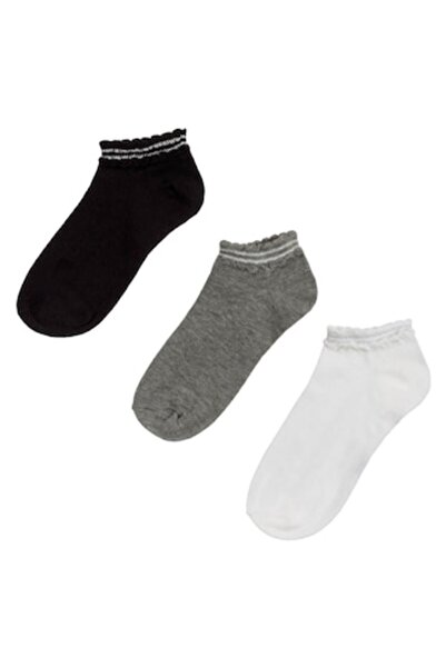MYONNA IT & E- COMMERCE Women's Socks, Set of 3 Pairs, Multicolor, Silver Lurex
