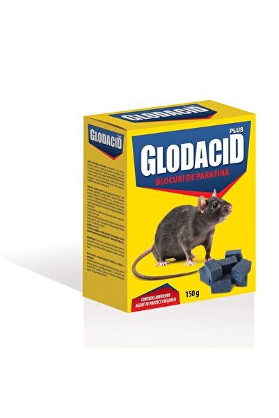 Glodacid Momeală/otravă pentru șoareci și șobolani, sub formă de cuburi de ceară, raticid, Glodacid, 150 g
