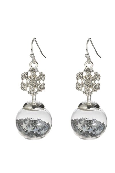 MYONNA IT & E- COMMERCE Lavie Earrings — Transparent Globe with Crystals and Silver Stars