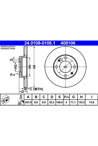 Ate Disc Frana Citroen Saxo/Xsara/Zx Peugeot 106 2/206/306