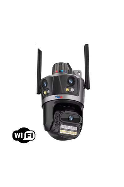 Taggo Cameră de supraveghere WiFi 4K UHD, 8MP, obiectiv triplu, rezistentă la intemperii, controlată prin aplicație