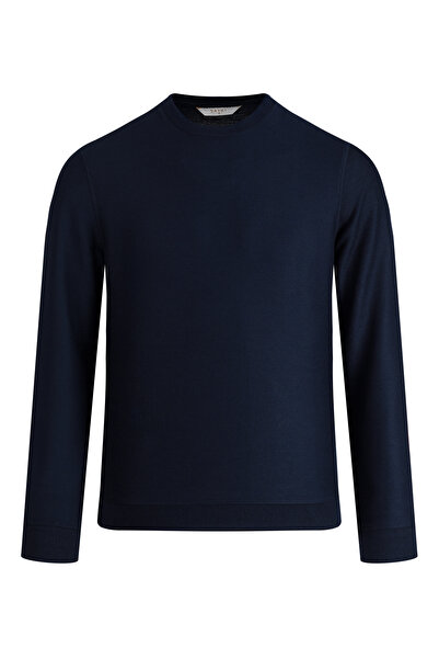 Hatemoğlu Navy Blue Regular Fit Crew Neck Sweatshirt