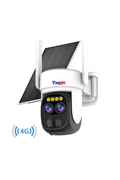 Vstar Cameră de supraveghere exterioară Taggo DualCam 4K cu 4G și energie solară, zoom optic 10X