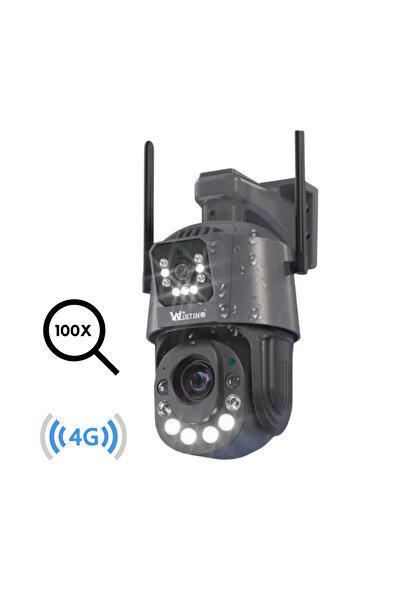 Wistino Cameră de supraveghere Taggo, cartelă SIM 4G, obiectiv dual 6K, zoom ...