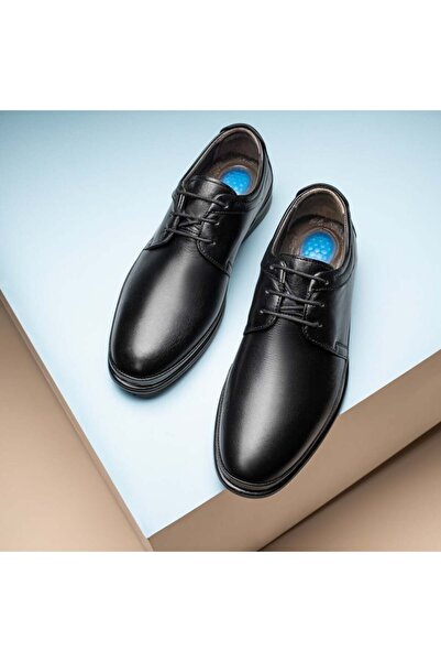 BMoD Pantofi casual bărbătești negri din piele naturală cu șireturi MOD13431