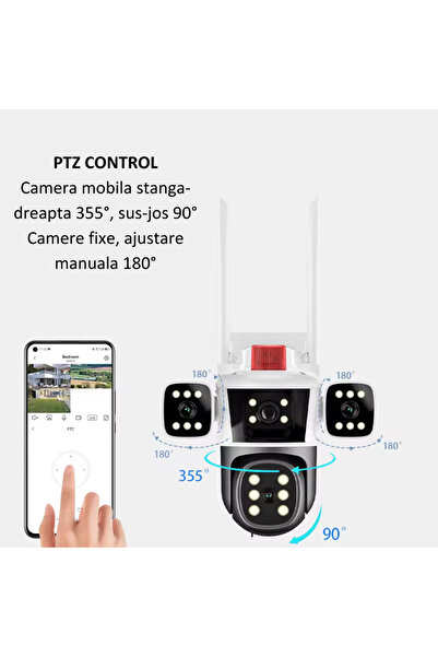Taggo Surveillance Camera, 6K WIFI, 12MP, Triple Lens, App-Controlled