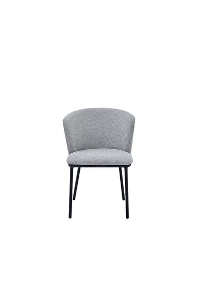 Danube Home Weldy Dining Chair Set of 2 - Grey/Black Fabric & Metal Frame Chairs - 32x69x59cm, 2-Year Warranty