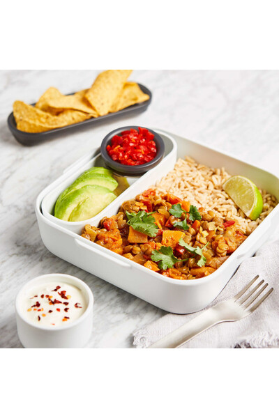 Black Blum Black+Blum BAO-BA010 Food Container, 1 l, Inner Compartment, BPA Free, Dishwasher Safe, White/Green