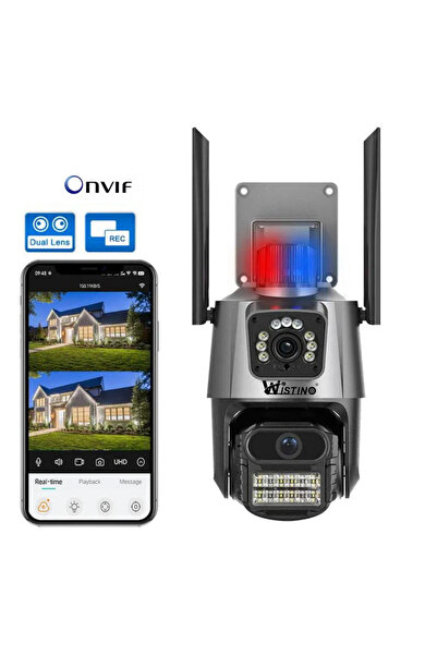 Taggo Cameră de securitate Wi-Fi 4K cu obiectiv dual, urmărire automată și vedere nocturnă