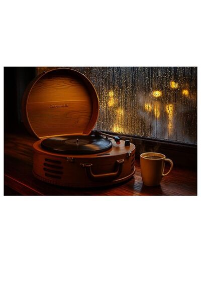 newdaki Nostaljik Özel Ahşap Kasa Retro Klasik Model Bluetooth USB SD Kart 33/45/78 Lik Pikap