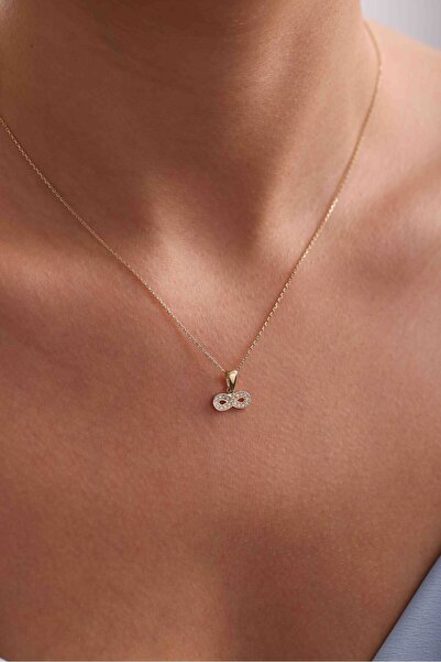 Giza Jewelry 14 Ayar Altın Taşlı Sonsuzluk Kolye Ucu