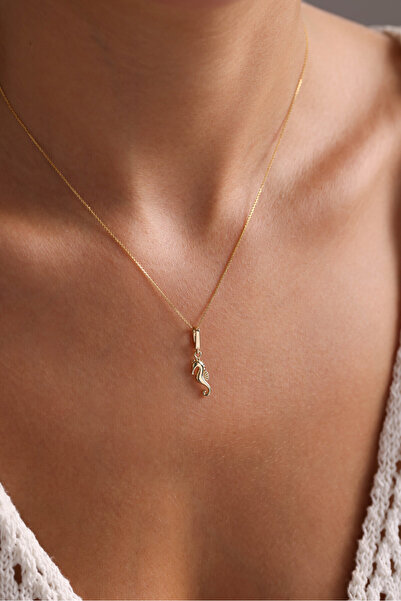 Giza Jewelry 14 Ayar Altın Denizatı Kilitli Charm Kolye Ucu