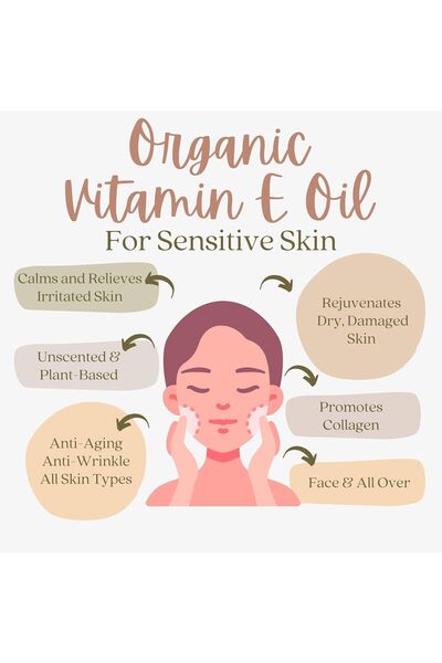 Everyday Beauty زيت الوجه العضوي بفيتامين E - طبيعي بالكامل ونباتي