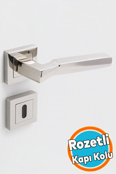 NZB Kare Rozetli Oda Kapı Kolu Sağa ve Sola Uygun Nikel İnox 1 Takım