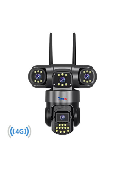 Taggo Cameră de supraveghere, cartelă SIM 4G, 6K UHD, 12MP, obiectiv triplu, controlat prin aplicație, vedere nocturnă