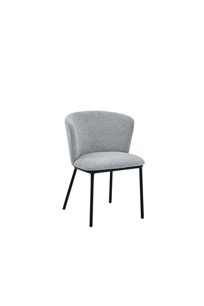 Danube Home Weldy Dining Chair Set of 2 - Grey/Black Fabric & Metal Frame Chairs - 32x69x59cm, 2-Year Warranty