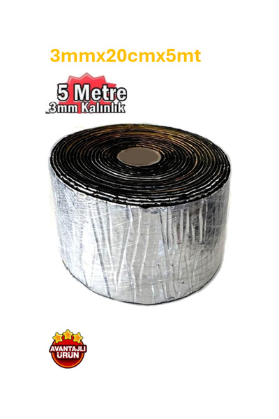 Store Folyolu Kauçuk Bant 3mmx20cmx5mt Isı Ve Ses İzolasyon Bandı Alüminyum K...