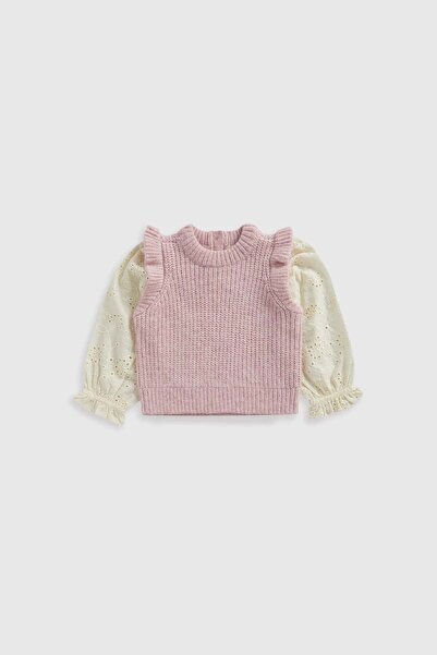 MOTHERCARE Pink Knitted and Woven Tank Top