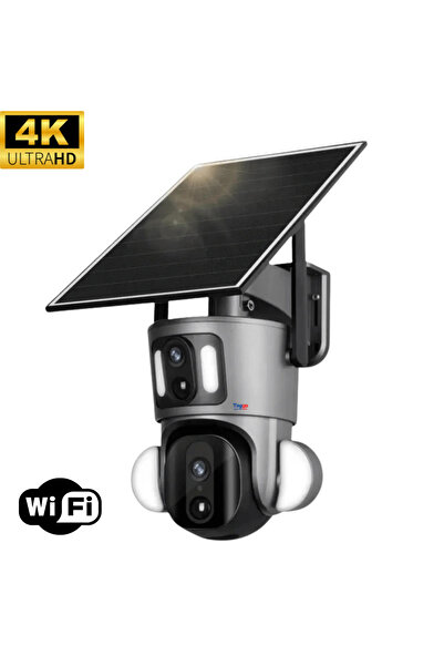 Taggo Cameră duală cu alimentare solară, 4K Ultra HD, WIFI, 4MP+4MP, baterie de 12.000 mAh