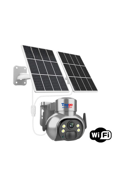 Taggo Cameră de supraveghere 4K WIFI cu alimentare solară, 8MP, panou de 20W, vedere nocturnă, încărcare în caz de ploaie