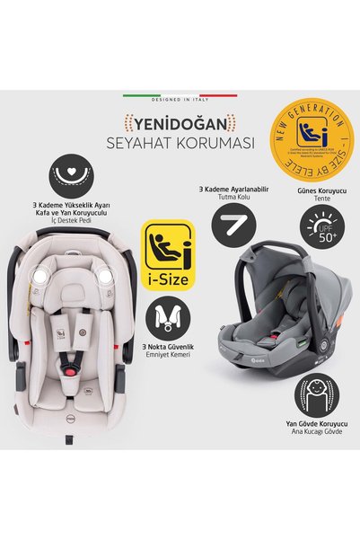 Elele Pilota Premium Kabin Tipi Travel Sistem Bebek Arabası Gri