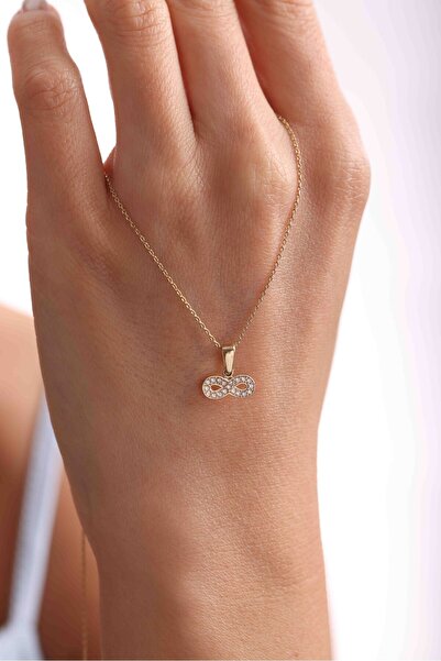 Giza Jewelry 14 Ayar Altın Taşlı Sonsuzluk Kolye Ucu