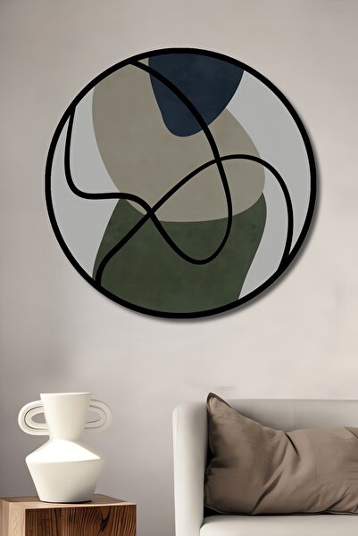 Teona Ahşap Tablou decorativ cu cadru rotund din lemn Aspect forme abstracte ...