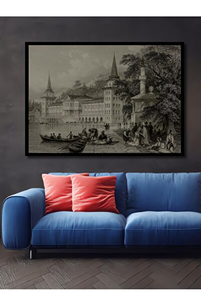 Teona Ahşap Tablă decorativă din lemn, dreptunghiulară, cu turn, aspect de cadru de coastă a liceului militar