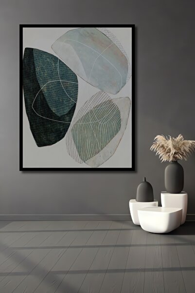 Teona Ahşap Tablou decorativ din lemn dreptunghiular cu forme geometrice abstracte cu aspect de cadru