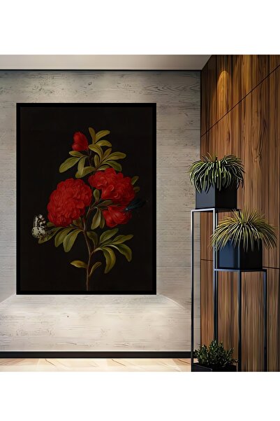 Teona Ahşap Tablou decorativ din lemn dreptunghiular cu aspect de flori roșii...