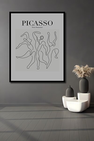 Teona Ahşap Tablou decorativ din lemn dreptunghiular cu mișcări de dans Picasso cu aspect de cadru