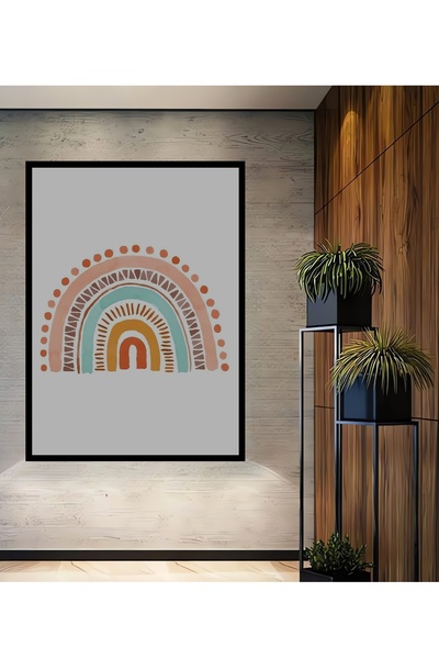 Teona Ahşap Tablou decorativ din lemn dreptunghiular cu aspect de rama de arta curcubeu colorat
