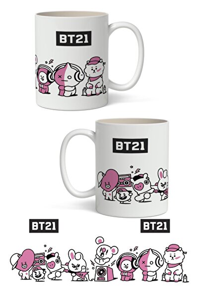 Toyaso Bt21 Characters Bts Themed White Mug Cup Gift for Friend or Lover