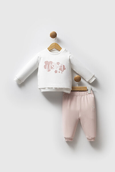 U.S. Polo Assn. U.S.Polo Assn Baby Girl 2-Piece Set - White-Powder