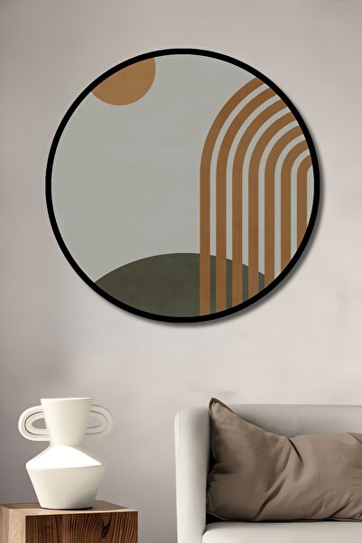 Teona Ahşap Tablou decorativ cu aspect de cadru rotund din lemn, abstract, so...
