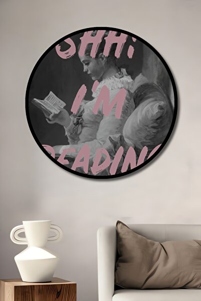 Teona Ahşap Tablou decorativ cu cadru rotund din lemn, aspectul cărții tăcute...