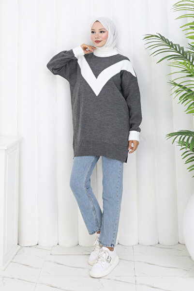 benguen Patterned Knitwear Tunic S3017 Anthracite