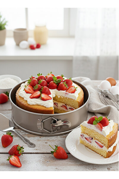 ALSAIF KITCHEN Gold Chef Premium Kelepçeli Kek Kalıbı 26 cm - Yanmaz Yapışmaz...