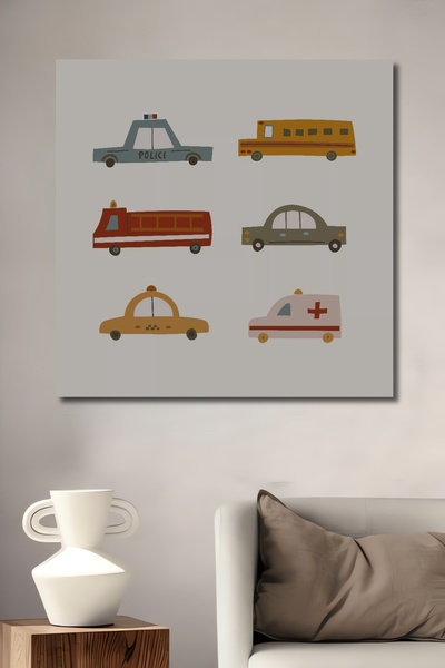Teona Ahşap Tablă decorativă din lemn dreptunghiulară Poliție pompieri autobuz ambulanță mașină taxi