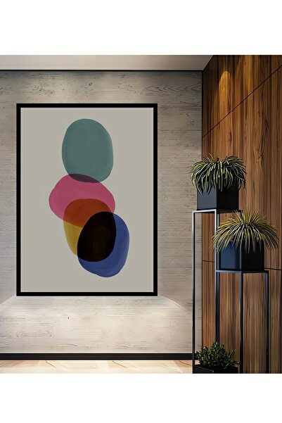 Teona Ahşap Tablou decorativ din lemn dreptunghiular, echilibrul ovalilor col...