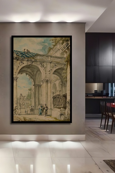 Teona Ahşap Tablă decorativă din lemn dreptunghiulară cu aspect de ramașuri antice ale orașului