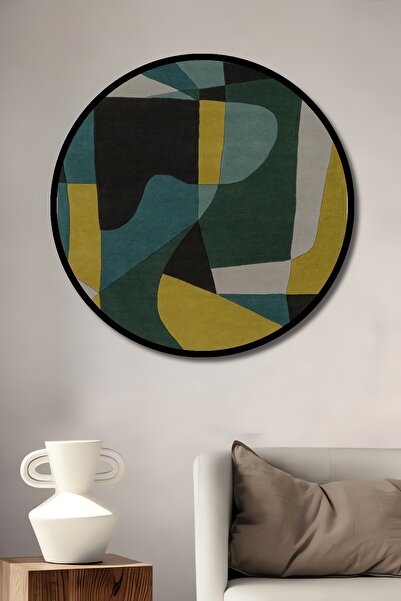 Teona Ahşap Декоративна дървена кръгла рамка с картина в стил абстрактно изкуство „Цветни сънища“