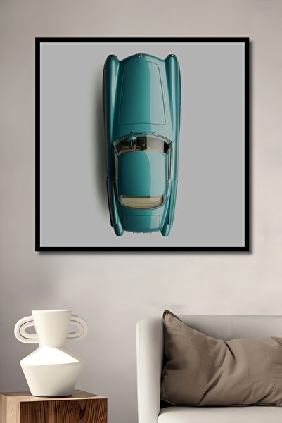 Teona Ahşap Tablă decorativă din lemn dreptunghiulară cu aspect de cadru de mașină clasică cu vedere de sus